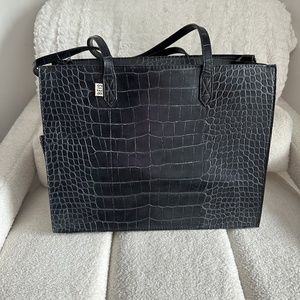 Beis Large Work Tote in Black Croc